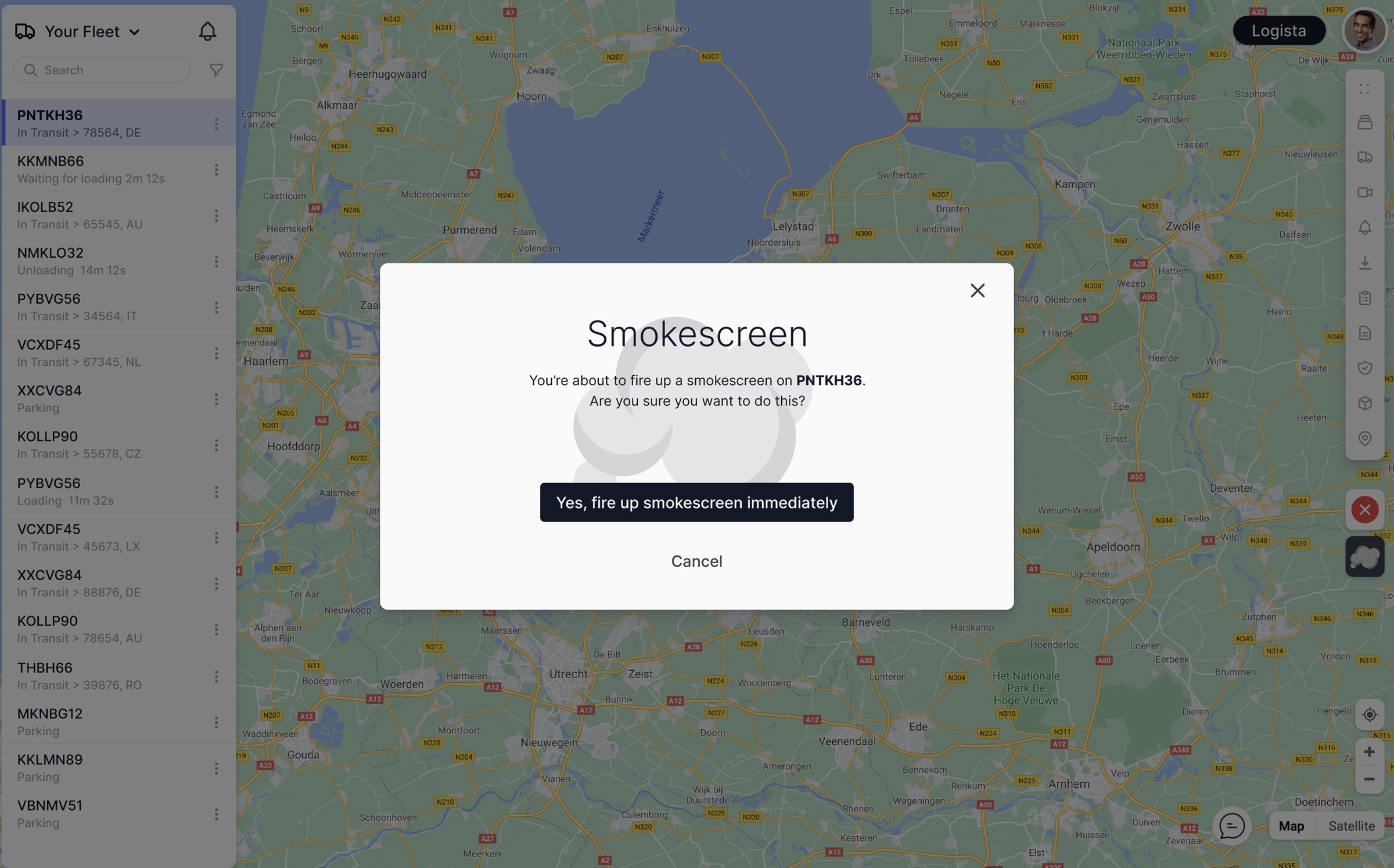 Smokescreen activation dialog